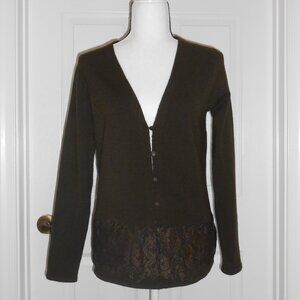 Vintage Carole Little Knitwear Cardigan S Olive Green NEW Old Stock